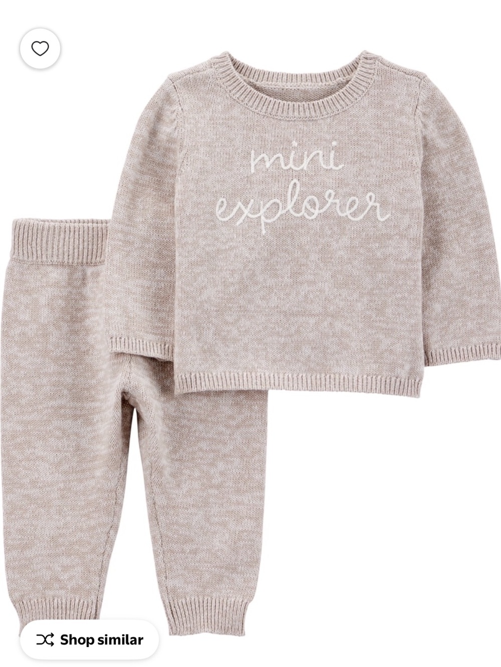 Carter's Size Newborn 'Mini Explorer' Beige Knit Sweater Set NWT